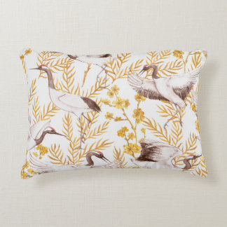 Coussins Décoratifs Style chinois doré, motif sakura aquarelle.