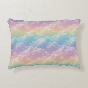 Coussins Décoratifs 🌈 Style de ciel aux nuages arc-en-ciel pastel de
