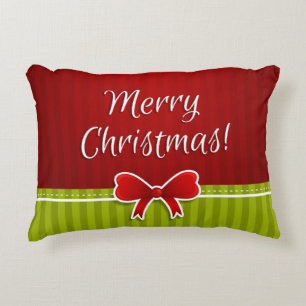 Coussins Décoratifs Style Red Green Stripes Joyeux Design de Noël