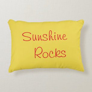 Coussins Décoratifs "Sunshine Rocks" Phrase Arrière - plan jaune