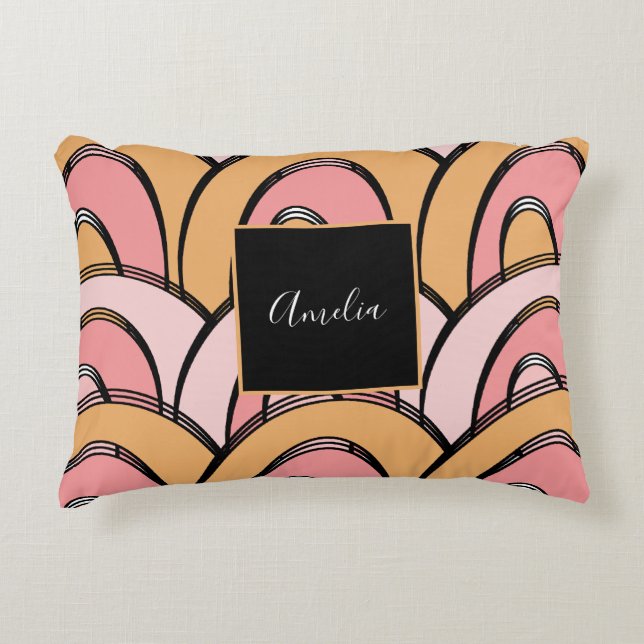 Coussins Décoratifs Super Rainbows Motif orange rose (Devant)