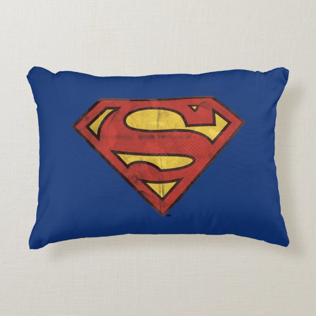 Coussins Décoratifs Superman S-Shield | Logo Grunge Black Outline (Devant)