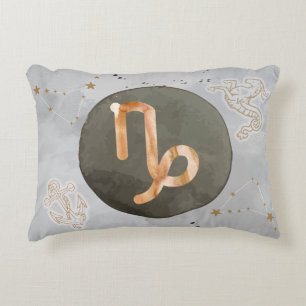 Coussins Décoratifs SYMBOLE Zodiaque Capricorne Gris Aquarelle Astrolo