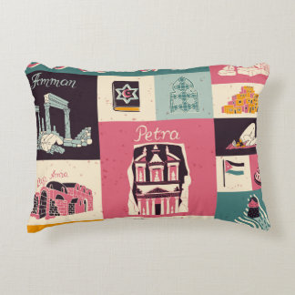 Coussins Décoratifs Symboles illustrés de la culture jordanienne