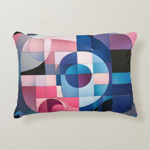 Coussins Décoratifs Symétrie céleste : formes géométriques bleues et r