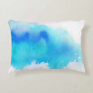 Coussins Décoratifs Tache bleue, peint à la main abstrait d'aquarelle