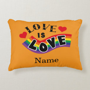 Coussins Décoratifs Tape arc-en-ciel « L'amour est l'amour » avec typo