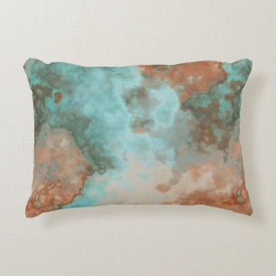 Coussins Décoratifs Tapis Abstrait en marbre turquoise et rouille