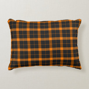 Coussins Décoratifs Tartan d'Halloween plaid. Motif écossais en orange