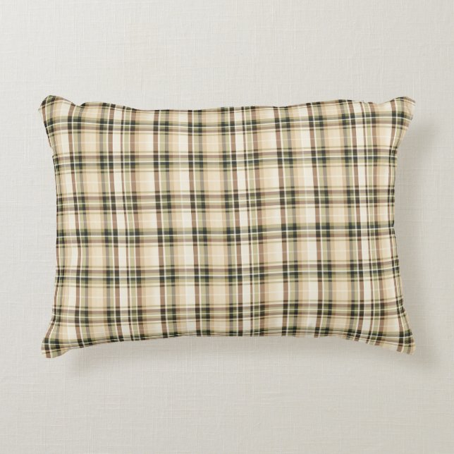 Coussins Décoratifs Tartan vert Brown beige (Devant)
