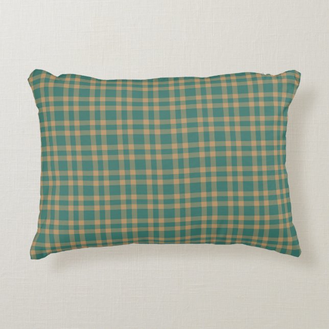Coussins Décoratifs Teal Brown Plaid Pattern (Devant)