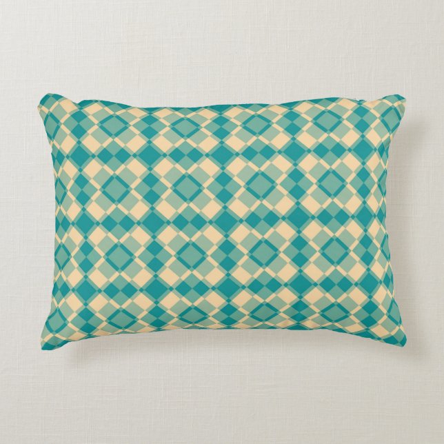 Coussins Décoratifs Teal Yellow Checker Argyle Pattern (Devant)
