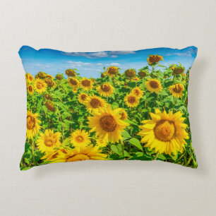 Coussins Décoratifs Terrain de tournesol en été par temps ensoleill
