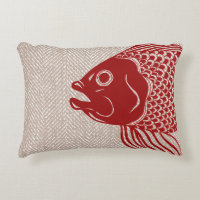 Tête de poisson rouge nautique et épine dorsale