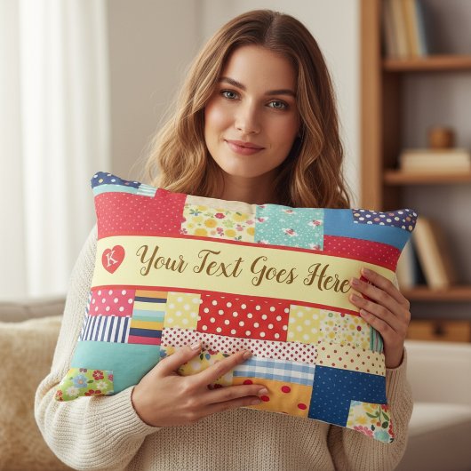 Coussins Décoratifs Texte personnalisé Saint-Valentin | Patchwork colo
