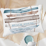 Coussins Décoratifs Texte personnalisé, Thème Plage Coastal Driftwood<br><div class="desc">Personnalisez ce beau thème de plage côtière nautique jetez un oreiller avec votre propre texte, notre texte est simplement un exemple. Possibilité d'utiliser des zones de texte modèles sous "Personnaliser ce modèle" pour ajouter facilement votre message. Option permettant de sélectionner "Modifier à l'aide de l'outil de conception" pour modifier le...</div>