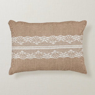 Coussins Décoratifs Texture de dentelle blanche Brown