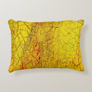 Coussins Décoratifs Texture de la vieille peinture jaune craquelé abst