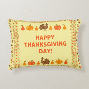 Coussins Décoratifs Thanksgiving : retro brodée carte design.