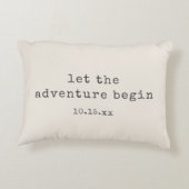 Coussins Décoratifs The Adventure Begin Minimalist Quote Wedding Date (Dos)