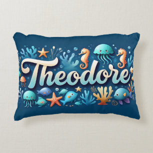 Coussins Décoratifs Théodore Nom Océan Thème Décoratif Vie Mer