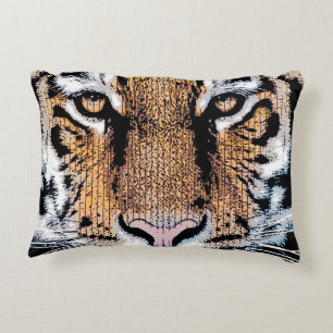 Coussins Décoratifs Tiger regard visage dans Graphic Press Style