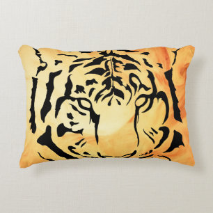 Coussins Décoratifs Tigre à rayures noires sur orange vif