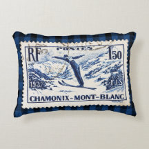 Timbre postal de Chamonix-Mont-Blanc-Ski vintage