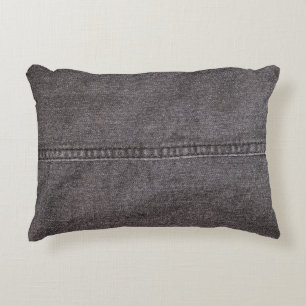 Coussins Décoratifs Tissu en denim noir. Mode, textures et backgrou