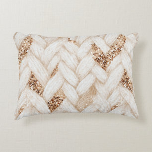 Coussins Décoratifs Tissu Faux Tissé Blanc Pailleté Or