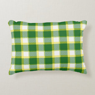 Coussins Décoratifs Tons verts et jaunes Plaid Motif géométrique