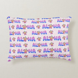 Coussins Décoratifs Tortue tropicale hawaïenne rose violet