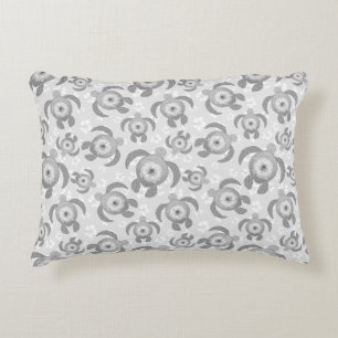 Coussins Décoratifs Tortues de mer du Honu noir et blanc Hibiscus Fleu