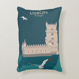 Coussins Décoratifs Tour de Belem de Lisbonne dans le style poster vin