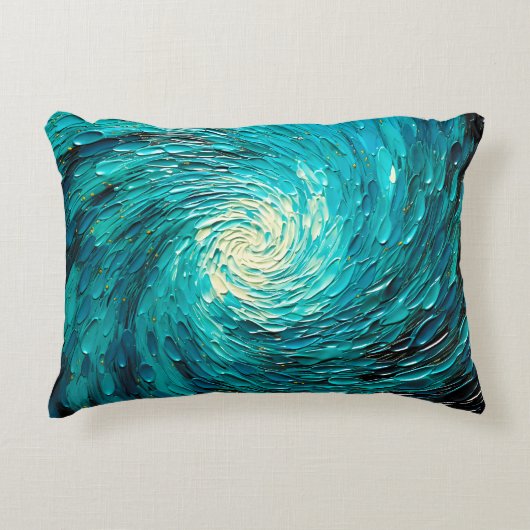 Coussins Décoratifs Tourbillon océan turquoise abstrait (Devant)