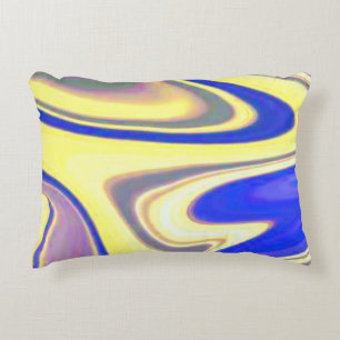 Coussins Décoratifs Tourbillons bleus et jaunes marbrés