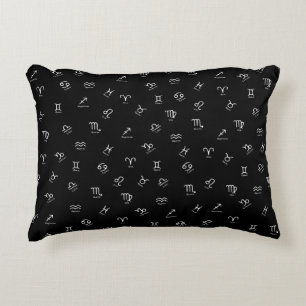 Coussins Décoratifs Tous les signes du zodiaque blancs sur fond noir