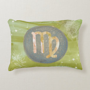 Coussins Décoratifs Traits du signe astrologique Vierge vert olive