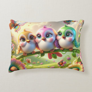 Coussins Décoratifs Trio Fantaisiste de Mélodieux Oiseaux Printaniers