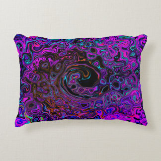 Coussins Décoratifs Trippy Black et Magenta Retro Liquid Swirl