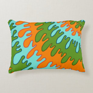 Coussins Décoratifs Trippy Green Orange Liquid Dripe Motif Y2K