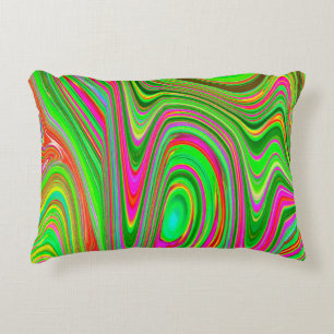Coussins Décoratifs Trippy Lime Green et Magenta Super Art Abstrait