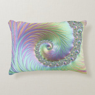Coussins Décoratifs Trippy Super Pastel Rainbow Spiral Fractal Art