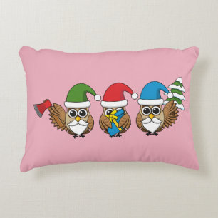 Coussins Décoratifs Trois chouettes naines de Noël amusantes