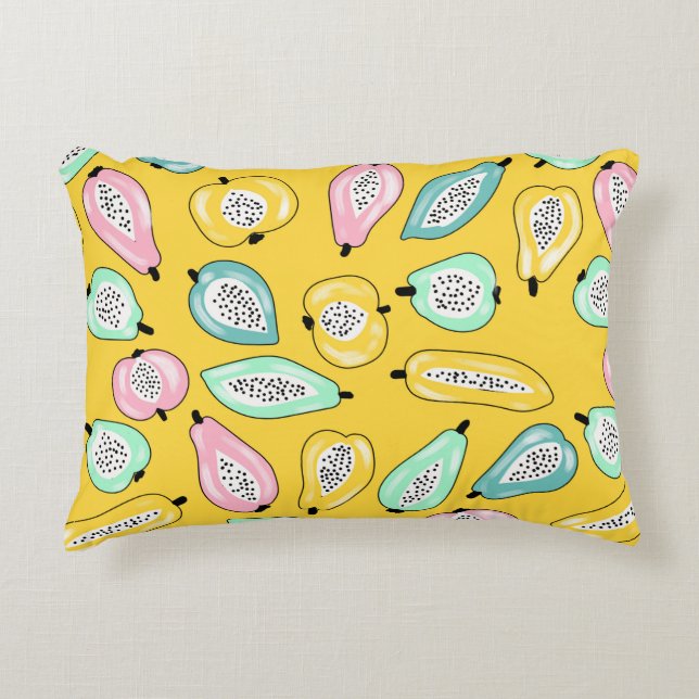 Coussins Décoratifs Tropical fruits print pattern illustration (Devant)