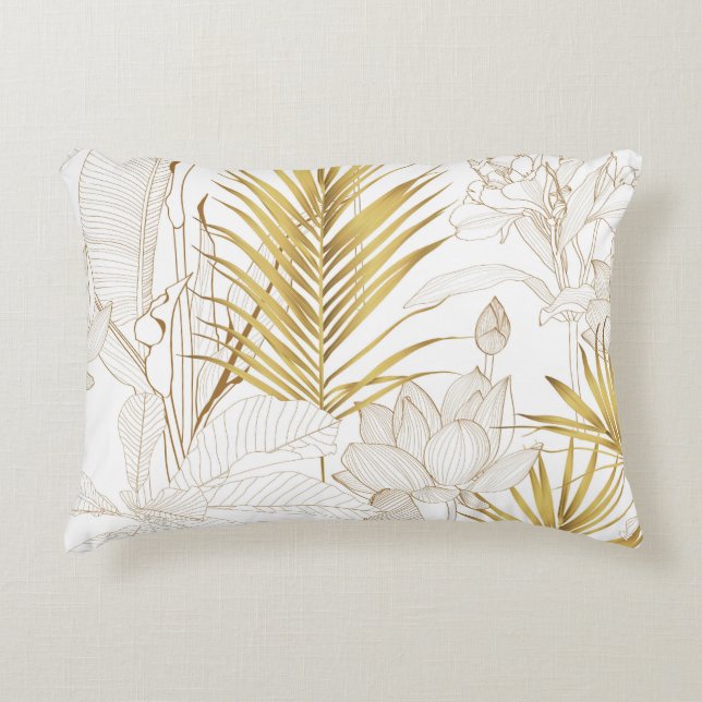 Coussins Décoratifs Tropical ligne florale exotique feuilles de palmie (Devant)