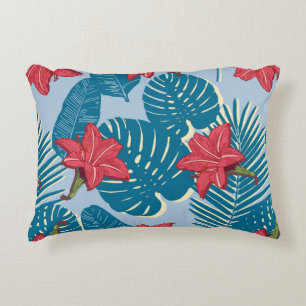 Coussins Décoratifs Tropical Palm sans couture feuille bleu motif