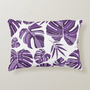 Coussins Décoratifs Tropical violet monstera leaves seamless pattern w