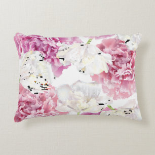Coussins Décoratifs Tulipe blanche de pivoine rose Vintage