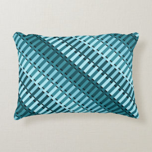 Coussins Décoratifs Turquoise Bleu Contemporain Abstrait Motif de band